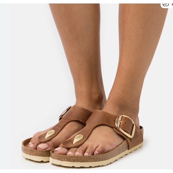 Birkenstock Gizeh Big Buckle Cognac Oiled Leather Exquisite Regular Brown 37 7 - Picture 1 of 11